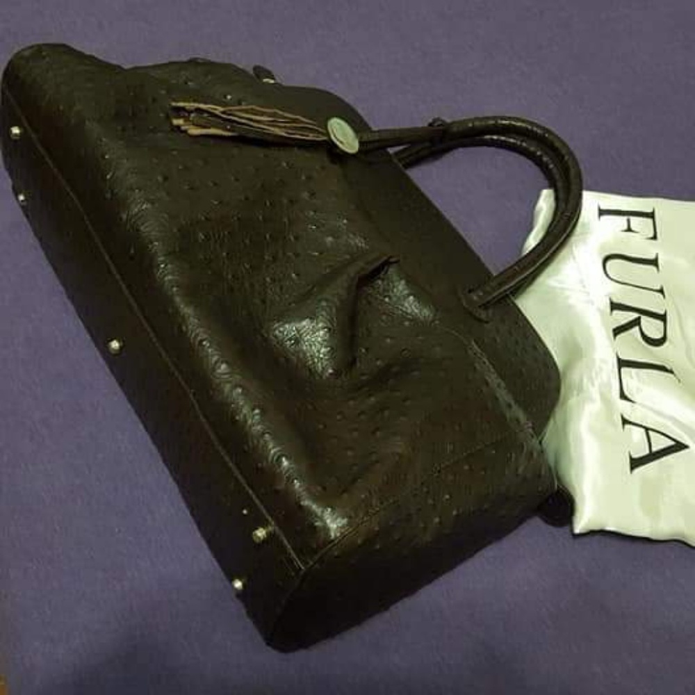 FURLA EMBOSSED CROC LEATHER BAG